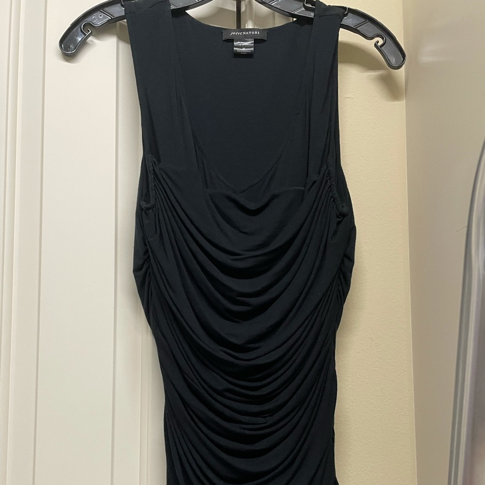 Black ruched sleeveless top